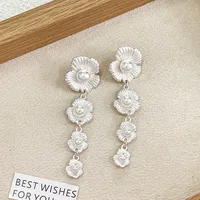 1 Pair Exaggerated Artistic Flower Plating Alloy Drop Earrings main image 5