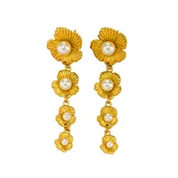 1 Pair Exaggerated Artistic Flower Plating Alloy Drop Earrings main image 7