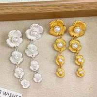 1 Pair Exaggerated Artistic Flower Plating Alloy Drop Earrings sku image 3