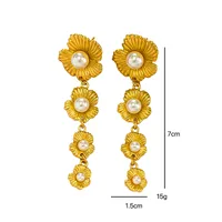 1 Pair Exaggerated Artistic Flower Plating Alloy Drop Earrings main image 2