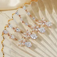1 Pair Sweet Water Droplets Inlay Copper Zircon K Gold Plated Drop Earrings main image 1