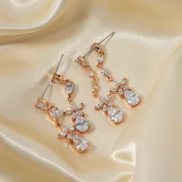 1 Pair Sweet Water Droplets Inlay Copper Zircon K Gold Plated Drop Earrings main image 3