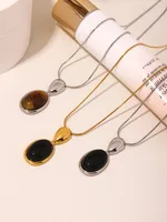 Wholesale Jewelry Vacation Commute Square 304 Stainless Steel Acrylic Agate Plating Inlay Sweater Chain main image 1