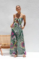 Women's Holiday Beach Selfie Vacation Printing Full Length Jumpsuits sku image 3