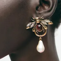 1 Pair Vacation Classic Style Bee Inlay Zinc Alloy Zircon Drop Earrings main image 1