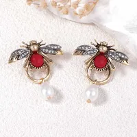1 Pair Vacation Classic Style Bee Inlay Zinc Alloy Zircon Drop Earrings main image 4