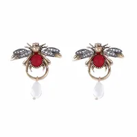 1 Pair Vacation Classic Style Bee Inlay Zinc Alloy Zircon Drop Earrings main image 5