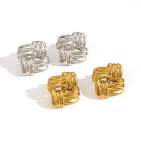 1 Pair Vintage Style Classic Style Geometric Plating 304 Stainless Steel 18K Gold Plated Ear Studs main image 4