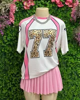 Women's T-shirt Short Sleeve T-Shirts Streetwear Number Leopard sku image 7