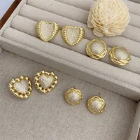 1 Pair Modern Style Round Heart Shape Inlay Copper Zircon 18K Gold Plated Ear Studs main image 8