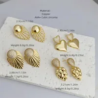 1 Pair Modern Style Geometric Heart Shape Inlay Copper Zircon 18K Gold Plated Ear Studs main image 2