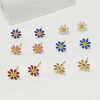 3 Pairs Cute Pastoral Commute Flower 304 Stainless Steel 18K Gold Plated Ear Studs main image 1
