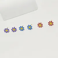 3 Pairs Cute Pastoral Commute Flower 304 Stainless Steel 18K Gold Plated Ear Studs main image 7