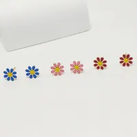 3 Pairs Cute Pastoral Commute Flower 304 Stainless Steel 18K Gold Plated Ear Studs main image 5