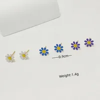 3 Pairs Cute Pastoral Commute Flower 304 Stainless Steel 18K Gold Plated Ear Studs main image 2