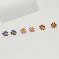3 Pairs Cute Pastoral Commute Flower 304 Stainless Steel 18K Gold Plated Ear Studs main image 10