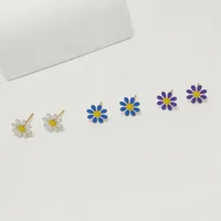3 Pairs Cute Pastoral Commute Flower 304 Stainless Steel 18K Gold Plated Ear Studs main image 8