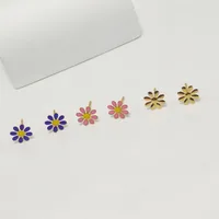 3 Pairs Cute Pastoral Commute Flower 304 Stainless Steel 18K Gold Plated Ear Studs sku image 3