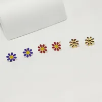 3 Pairs Cute Pastoral Commute Flower 304 Stainless Steel 18K Gold Plated Ear Studs sku image 2