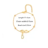 Elegant Simple Style Letter Infinity 201 Stainless Steel Copper Zircon Women's Bracelets sku image 4