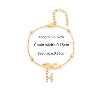 Elegant Simple Style Letter Infinity 201 Stainless Steel Copper Zircon Women's Bracelets sku image 8