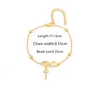 Elegant Simple Style Letter Infinity 201 Stainless Steel Copper Zircon Women's Bracelets sku image 19