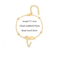 Elegant Simple Style Letter Infinity 201 Stainless Steel Copper Zircon Women's Bracelets sku image 20
