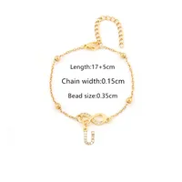 Elegant Simple Style Letter Infinity 201 Stainless Steel Copper Zircon Women's Bracelets sku image 25