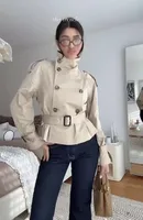 Women's Elegant Solid Color Zipper Coat sku image 1