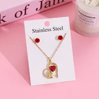 Sweet Cherry Strawberry 304 Stainless Steel Plating Women's Jewelry Set sku image 14