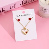 Sweet Cherry Strawberry 304 Stainless Steel Plating Women's Jewelry Set sku image 9