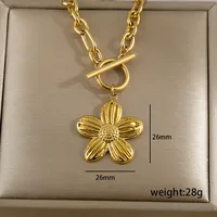 Retro Streetwear Heart Shape Flower 304 Stainless Steel Women's Pendant Necklace sku image 4