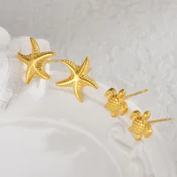1 Pair Marine Style Classic Style Starfish Turtle 304 Stainless Steel 18K Gold Plated Ear Studs main image 1
