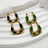 Vacation Classic Style Snakeskin Enamel 304 Stainless Steel 18K Gold Plated Earrings main image 5