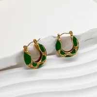 Vacation Classic Style Snakeskin Enamel 304 Stainless Steel 18K Gold Plated Earrings main image 3