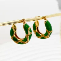Vacation Classic Style Snakeskin Enamel 304 Stainless Steel 18K Gold Plated Earrings main image 8