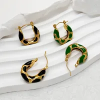 Vacation Classic Style Snakeskin Enamel 304 Stainless Steel 18K Gold Plated Earrings main image 1