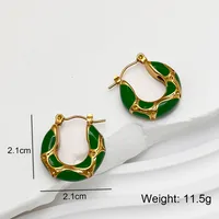 Vacation Classic Style Snakeskin Enamel 304 Stainless Steel 18K Gold Plated Earrings sku image 2