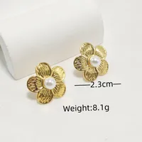 1 Pair Simple Style Commute Flower 304 Stainless Steel 18K Gold Plated Ear Studs main image 2