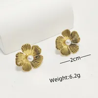 1 Pair Simple Style Commute Flower 304 Stainless Steel 18K Gold Plated Ear Studs main image 4