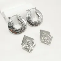 1 Pair Luxurious Commute Square 304 Stainless Steel Earrings Ear Studs main image 1