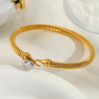 Titanium Steel Simple Style Heart Shape Plating Bangle main image 5