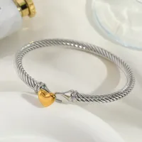 Titanium Steel Simple Style Heart Shape Plating Bangle main image 6