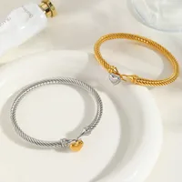 Titanium Steel Simple Style Heart Shape Plating Bangle main image 4