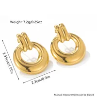 1 Pair Streetwear Geometric Round Hollow Out 304 Stainless Steel Imitation Gold  Ear Studs sku image 2