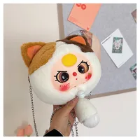 Women's Plush Cartoon Cute Round Zipper Shoulder Bag sku image 4