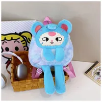 Women's Plush Animal Cartoon Cute Square Zipper Functional Backpack sku image 2