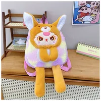 Women's Plush Animal Cartoon Cute Square Zipper Functional Backpack sku image 4