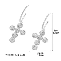 1 Pair Glam Luxurious Ethnic Style Cross Rhinestone Copper Drop Earrings main image 2