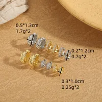 1 Pair Elegant Retro Vintage Style Twist Inlay Copper Zircon 14K Gold Plated Earrings main image 2